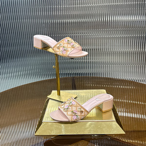 rene caovilla flora gold mule 45